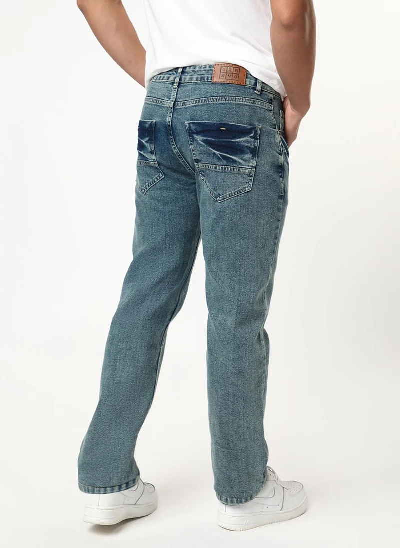 Urbano Fashion  Urbano Fashion Men's Ice Blue Regular Fit Heavy Washed Denim Jeans Stretchable for Men | Best Price UAE